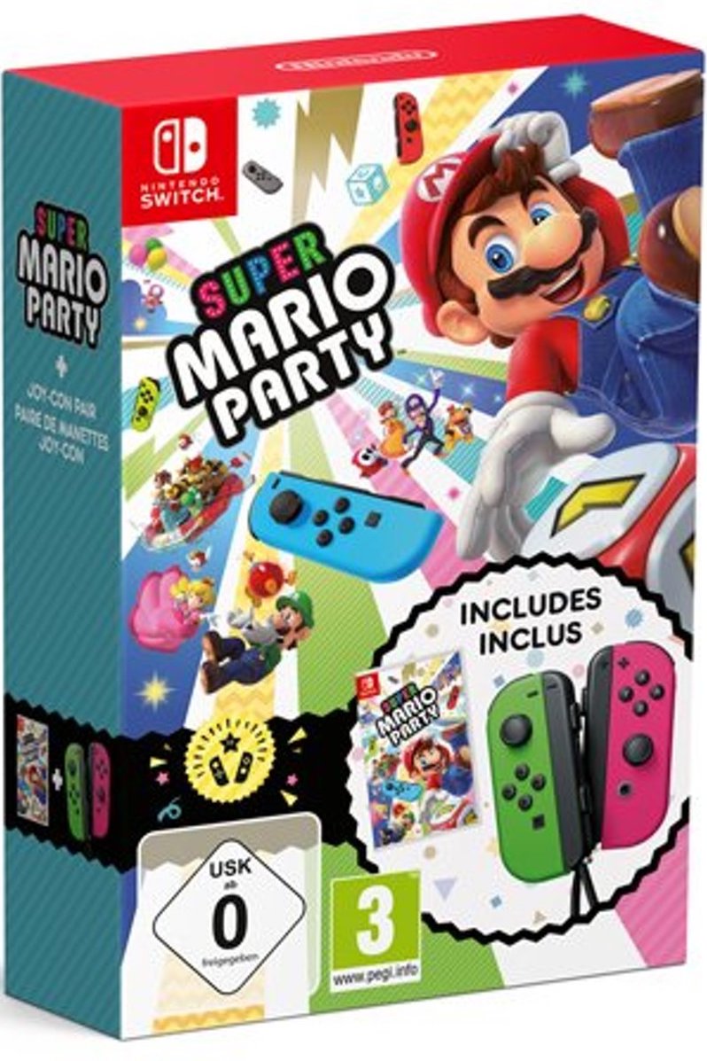 Super Mario Party + Joy-Con Controllers Bundel (Groen/Roze) (Switch), Nintendo