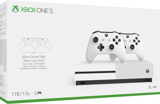 Xbox One S Console (1 TB) + 2 Controllers (Xbox One), Microsoft