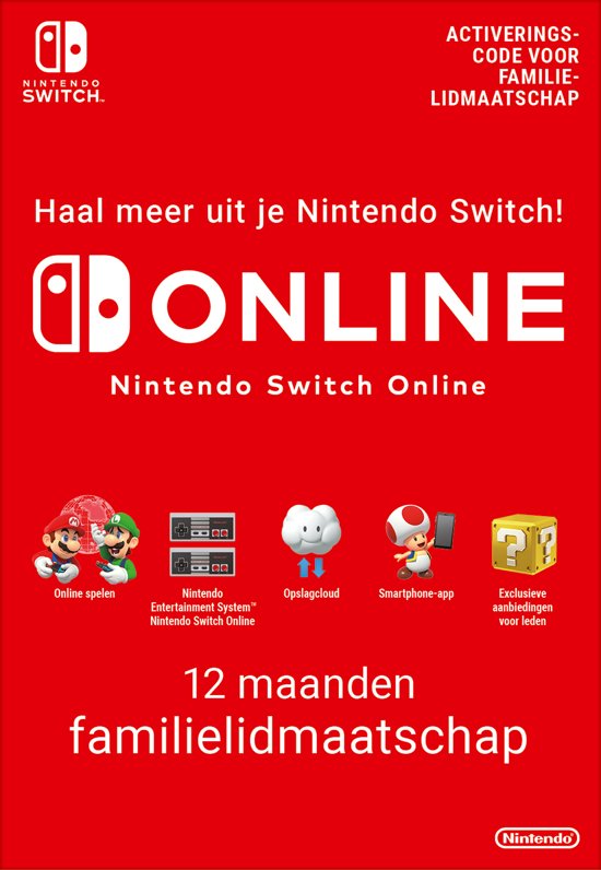 Nintendo Switch Online - 12 Maanden Familie Lidmaatschap (Switch), Nintendo