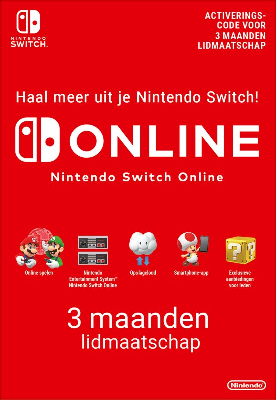 Nintendo Switch Online - 3 Maanden Lidmaatschap (Switch), Nintendo