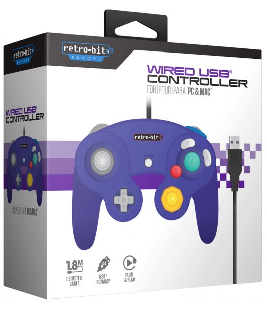 Retro-Bit GameCube USB Controller - Purple (PC), Retro-Bit