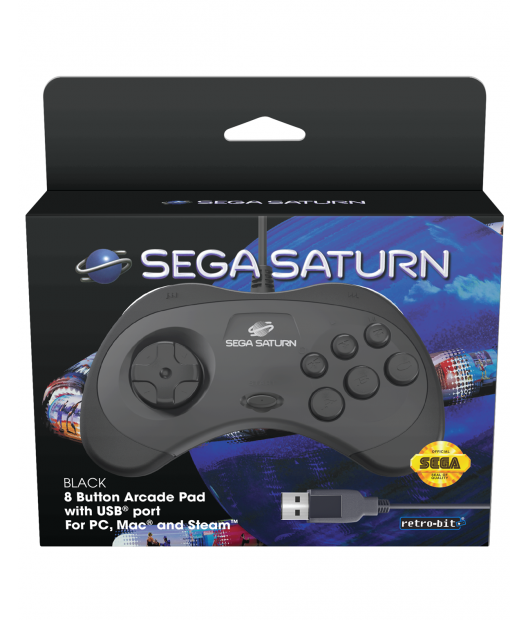 Retro-Bit SEGA Saturn USB Controller Black (PC), Retro-Bit