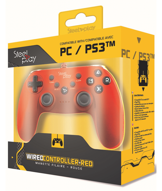 Steelplay Wired Controller Metallic Red - PC / PS3 (PC), Steelplay