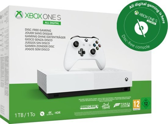 Xbox One S console (1 TB) All-Digital + Sea of Thieves + Minecraft + Fortnite (Xbox One), Microsoft
