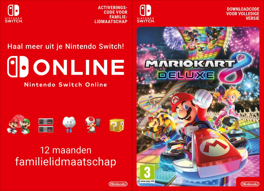 Mario Kart 8 Deluxe (eShop Download) + 12 maanden Nintendo Switch Online (Switch), Nintendo