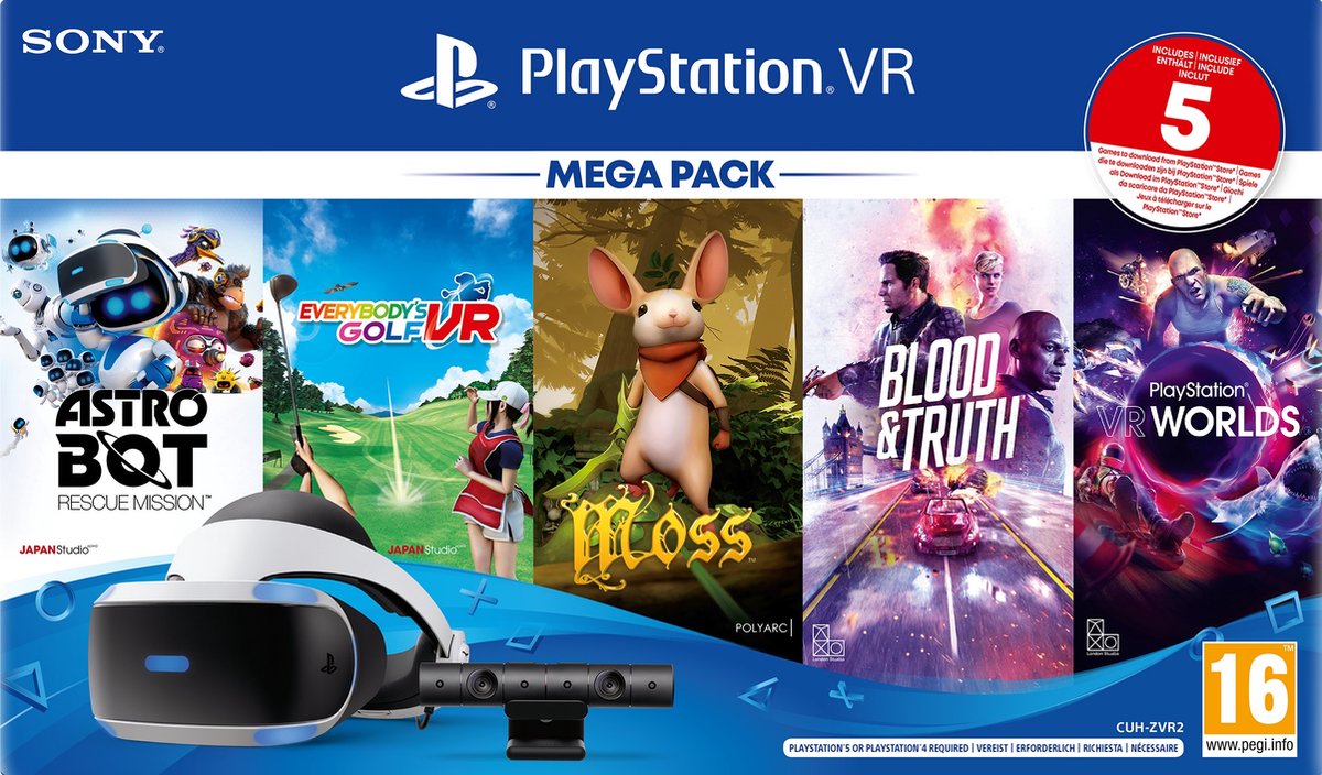 PlayStation VR Bril Mega Pack III + Camera + 5 Games (PS5), Sony Computer Entertainment