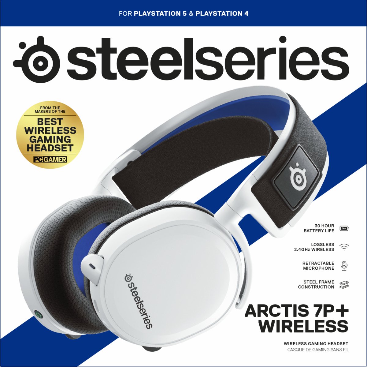 SteelSeries Arctis 7P+ Draadloze Game Headset - PS5/PS4 (wit) (PS5), Steelseries