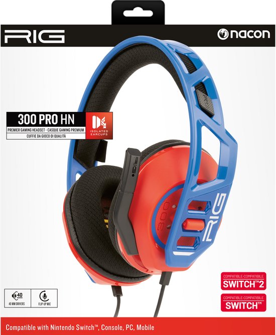 Nacon Rig 300 Pro Gaming Headset (Rood/Blauw) (Switch), Nacon