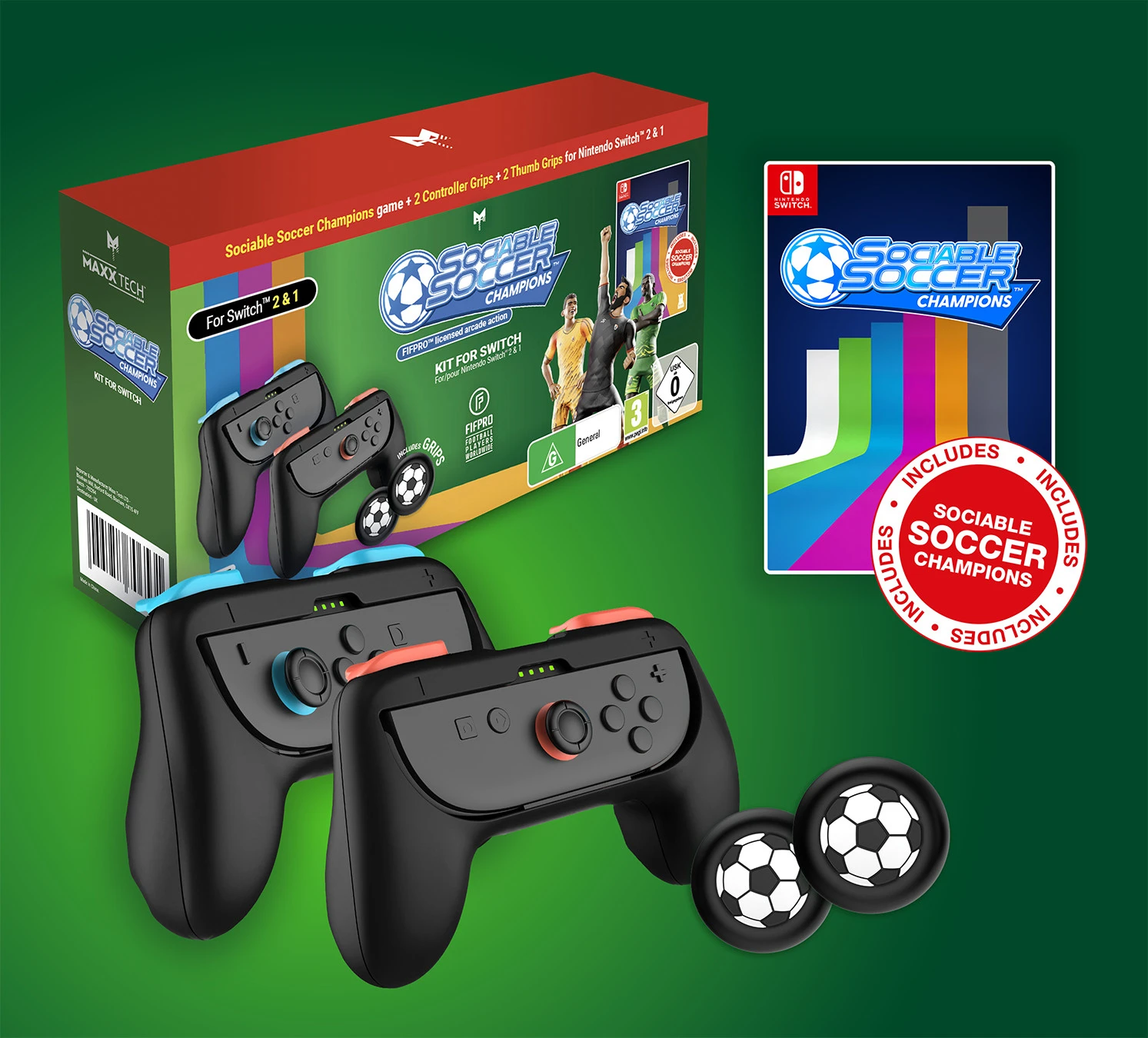 Sociable Soccer Champions Kit (Code in Box) (Switch), Maxxtech Sociable Soccer Champions Kit (Code in Box) (Switch), Maxxtech