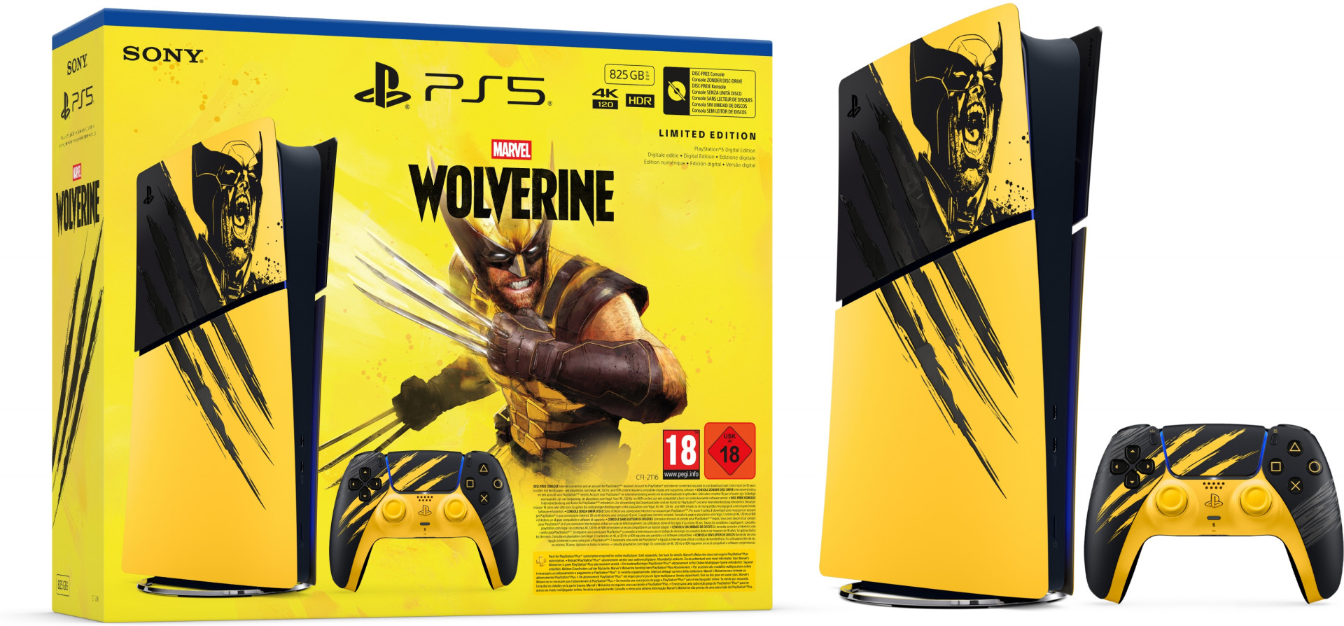 PlayStation 5 Digital Edition (1TB) - Marvel's Wolverine Battle Yellow Limited Edition Bundle (PS5), Sony PlayStation 5 Digital Edition (1TB) - Marvel's Wolverine Battle Yellow Limited Edition Bundle (PS5), Sony